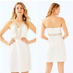 Lilly Pulitzer Trista Halter Sheath Dress white gold size 0